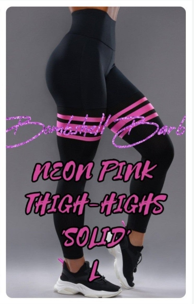 Offers Bombshell Sportswear Solid Thigh-High Leggings in Black Neon Pink