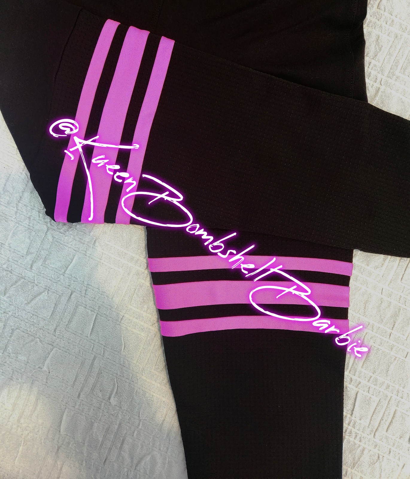 Offers Bombshell Sportswear Solid Thigh-High Leggings in Black Neon Pink