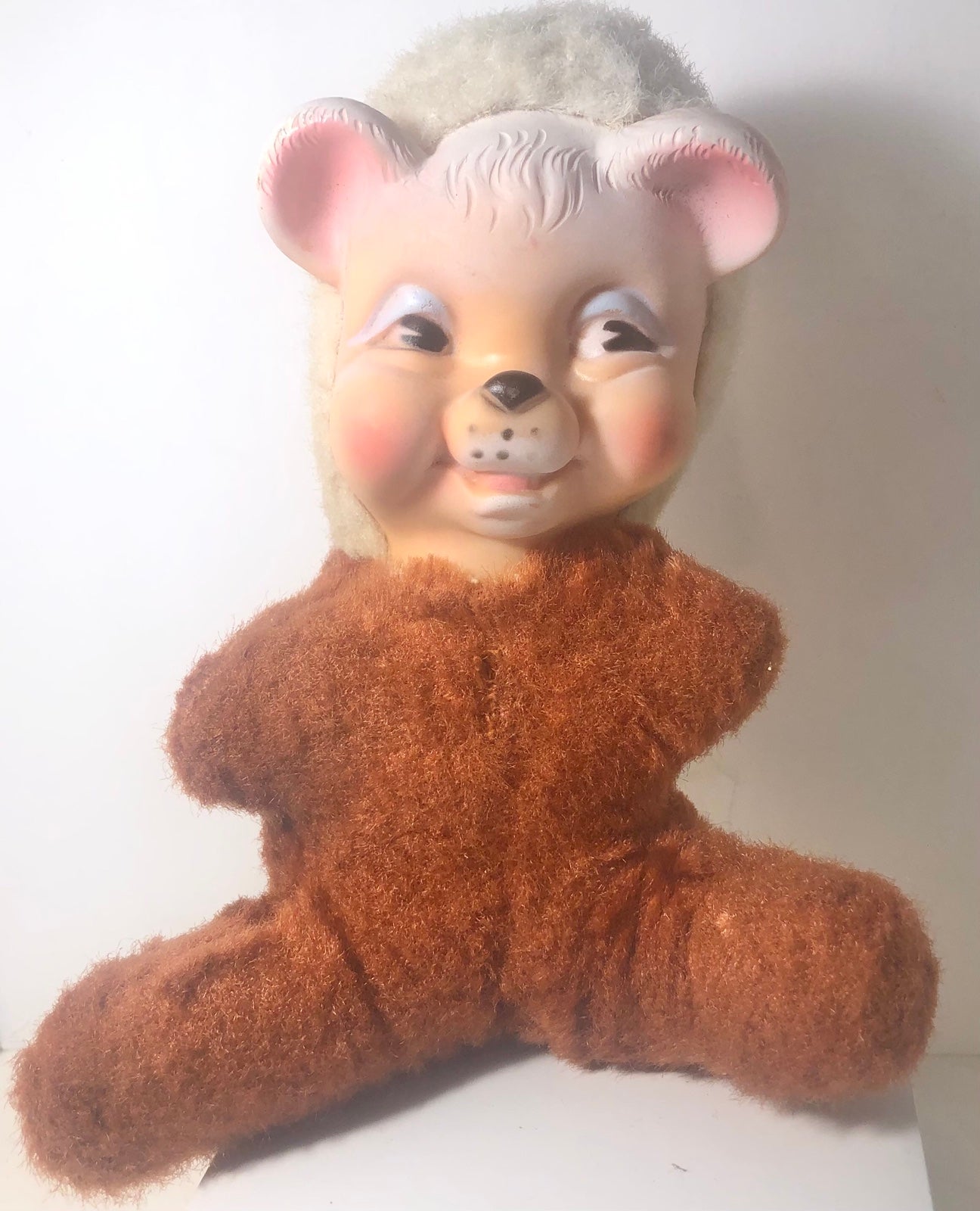 Vtg Rushton?My Toy Rubber Face Smiling Bear Plush Animal Anthropomorphic 8”