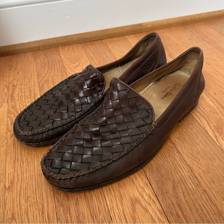 Cole Haan Men’s Brown Chocolate Woven Leather Dress Shoes Loafers Size 10
