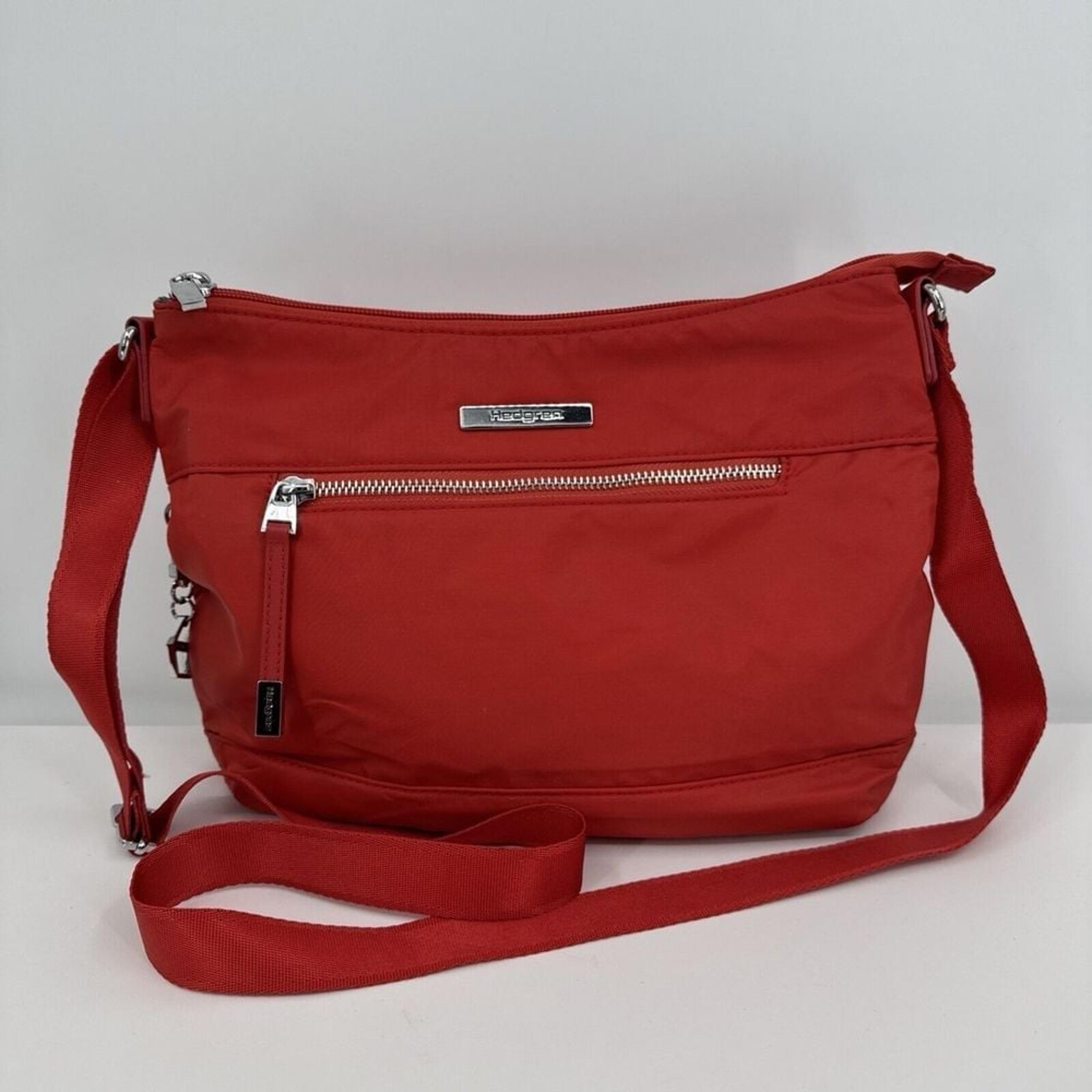 Hedgren Red Nylon RFID Shoulder Crossbody Purse Bag Travel Adjustable
