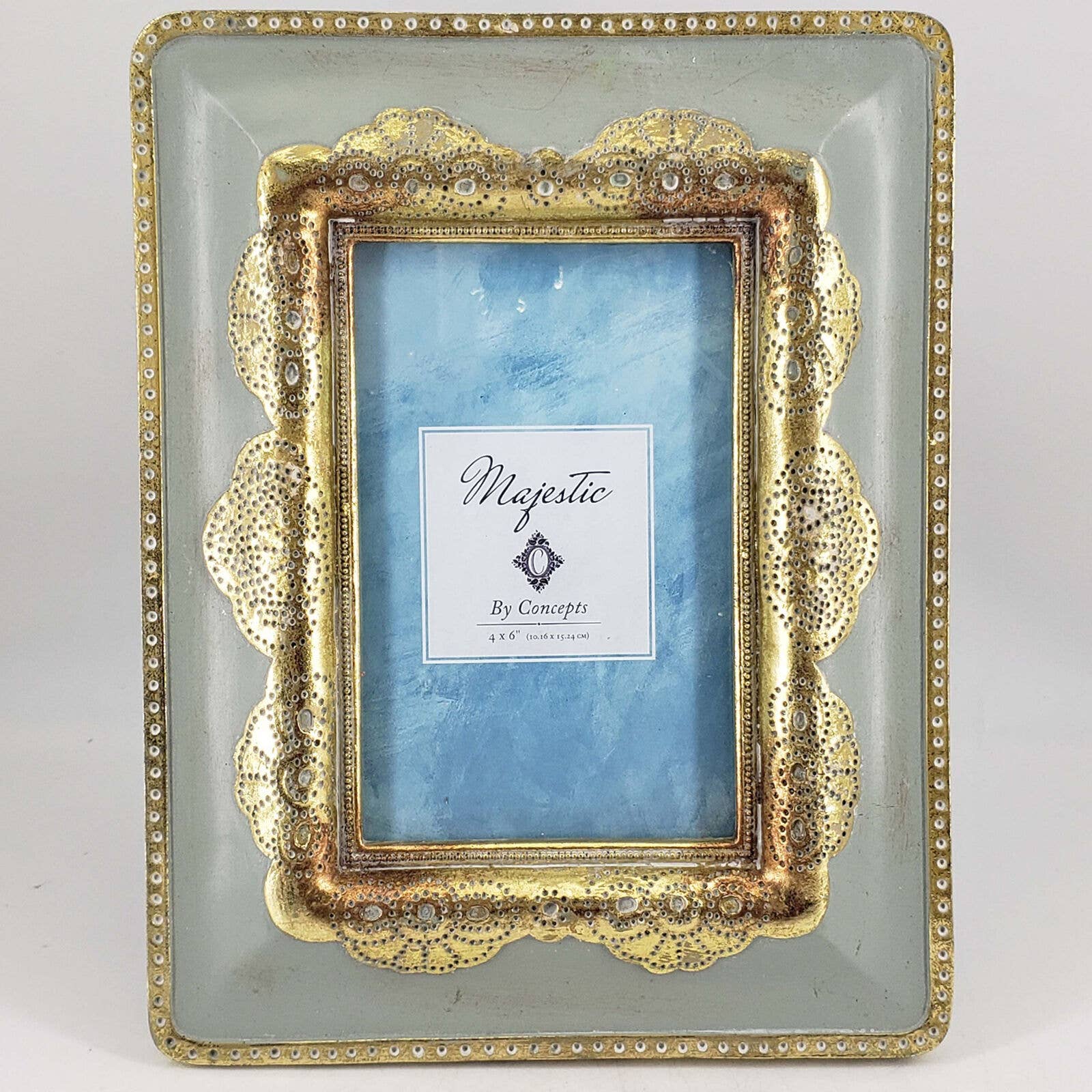 Majestic by Concepts Italian Design Gold Blue Tole Style Picture Photo Frame