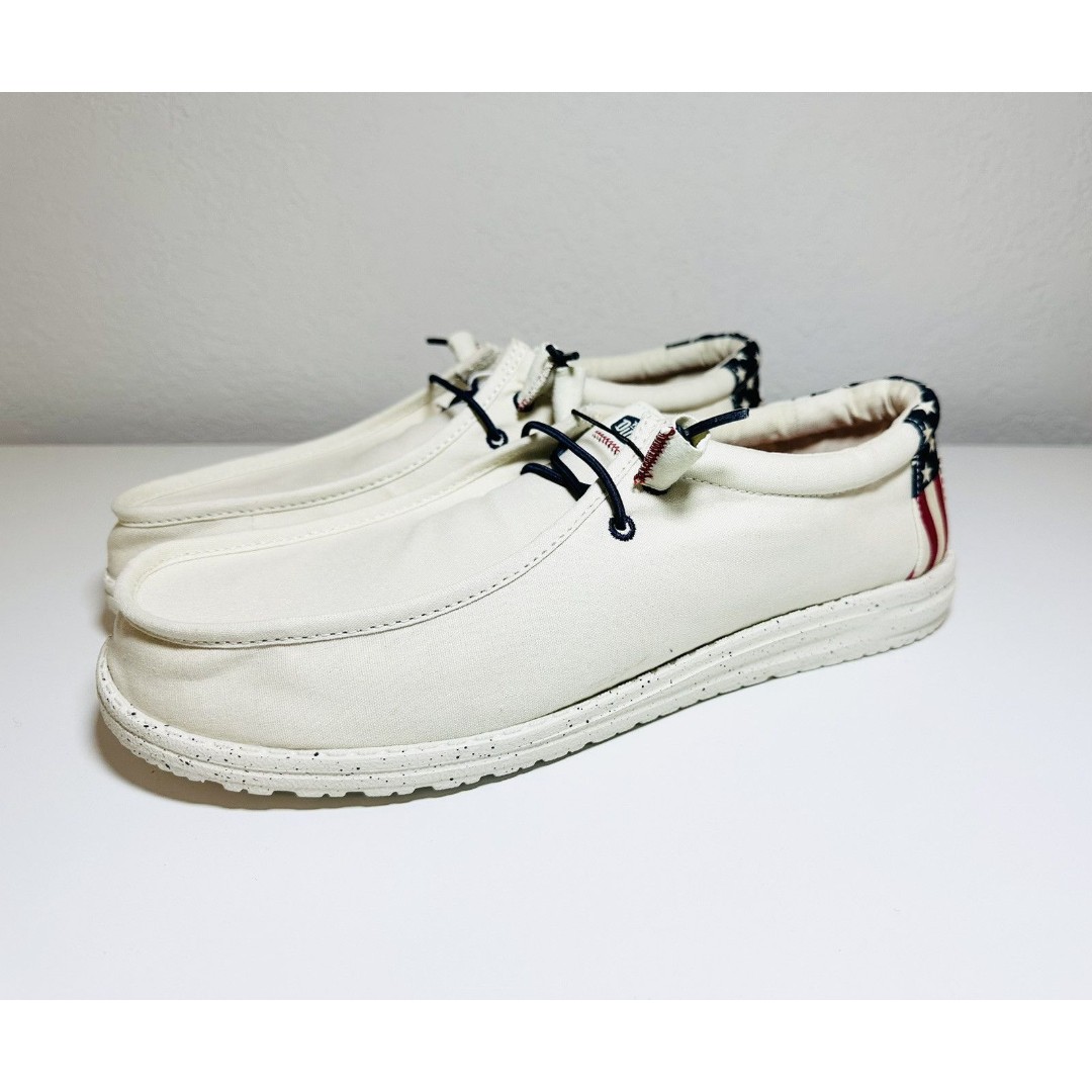 HEYDUDE Wally Americana Off White Slip On Loafer Shoes Men's 13 *NEW*