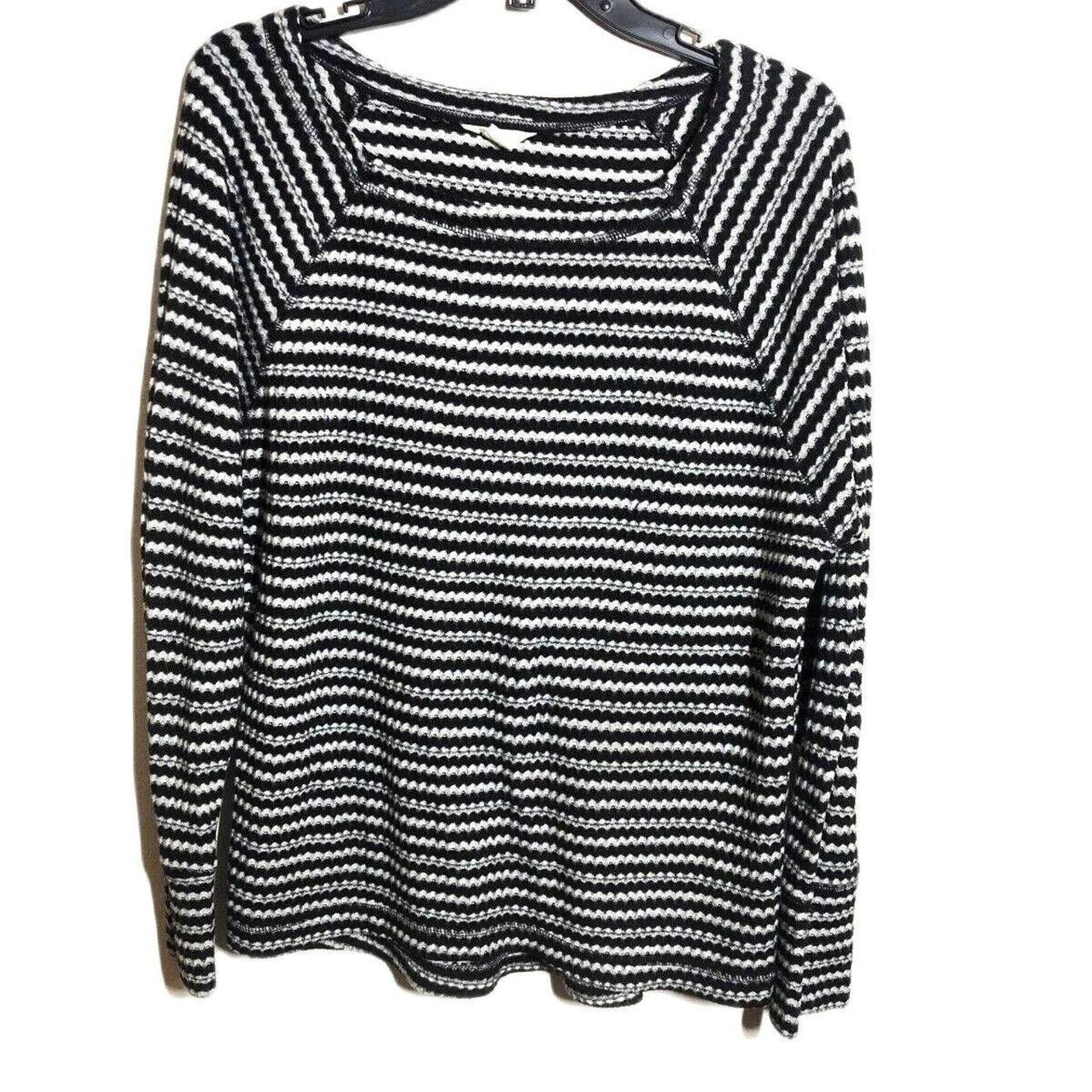 Caslon Women's Black and White Striped Sweater - Size Small Lightweight Preppy