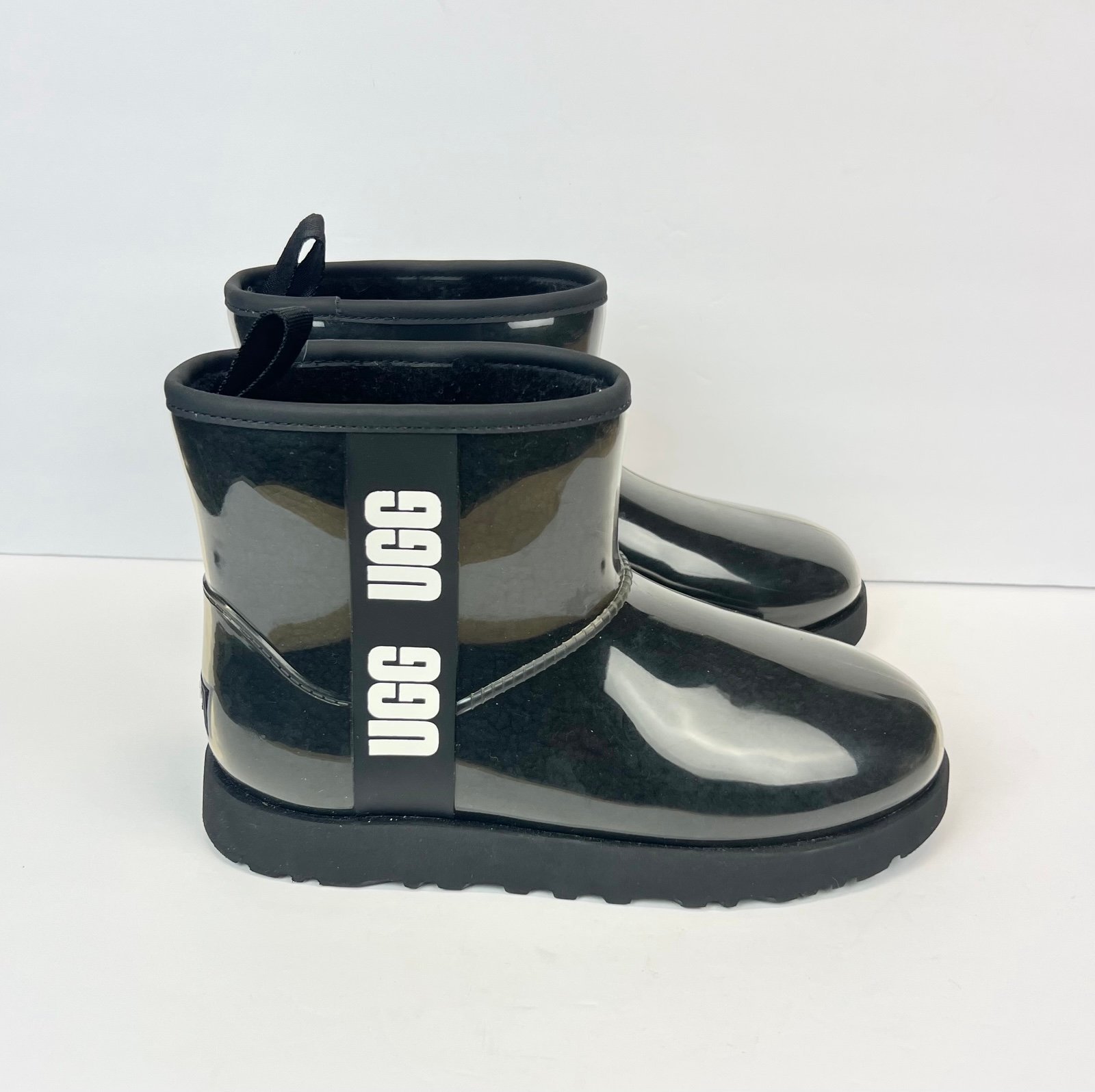 Women's UGG Classic Clear Mini Rain Bootie Black Style 1113190 Women’s Size 9