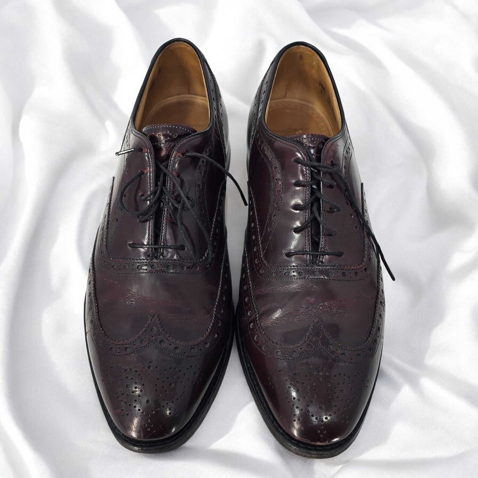Johnston & Murphy Wingtip Oxford Dress Shoes Leather Burgundy Men 10.5 D 24-8559