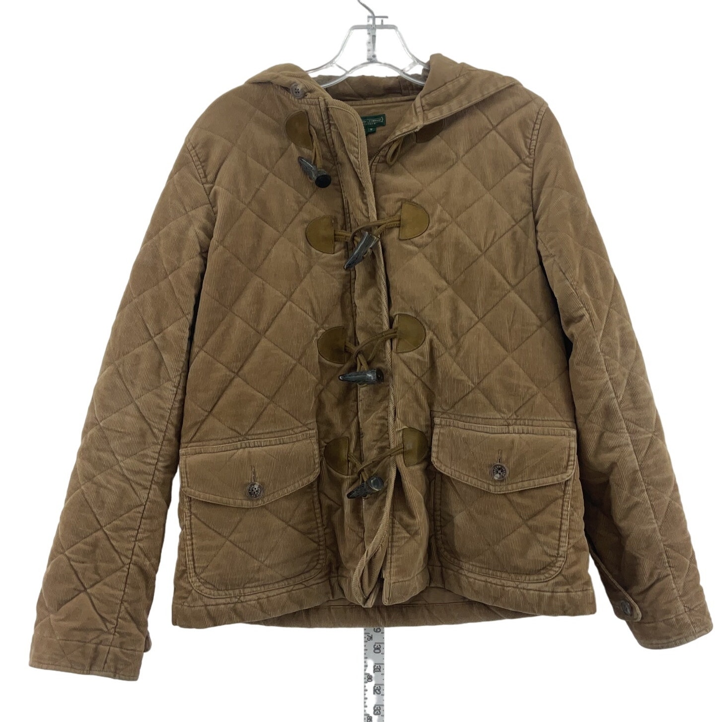 Ralph Lauren Women's M Brown Quilted Toggle Hooded Cotton Pea Coat