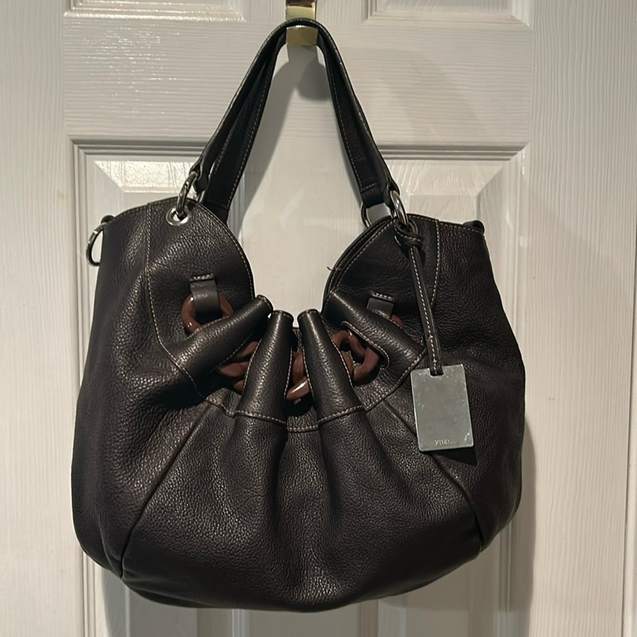 FURLA Pebble Leather Hobo Purse Drawstring Shoulder Bag