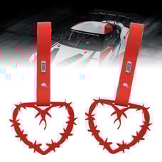 NEW 2PCS BARBED WIRE RED JDM TSURIKAWA RING RED Handle Strap Drift Charm