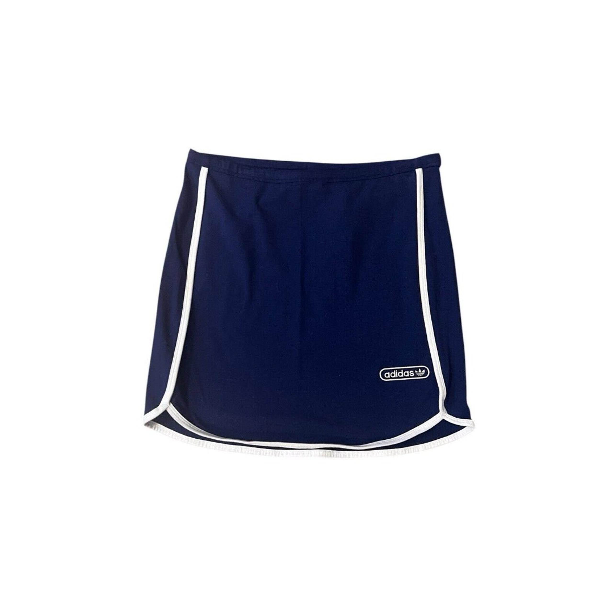 Adidas Women's Size Med Navy Blue Retro Inspired Slim Fit Mini Skirt w/Binding