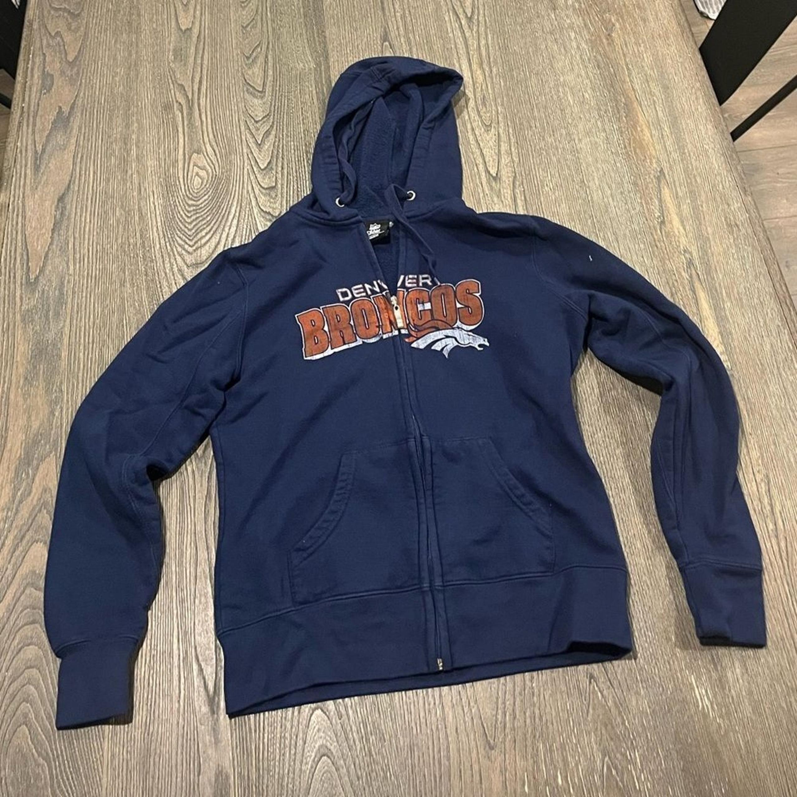 Denver Broncos NFL Navy Blue Full Zip Hoodie Size Small