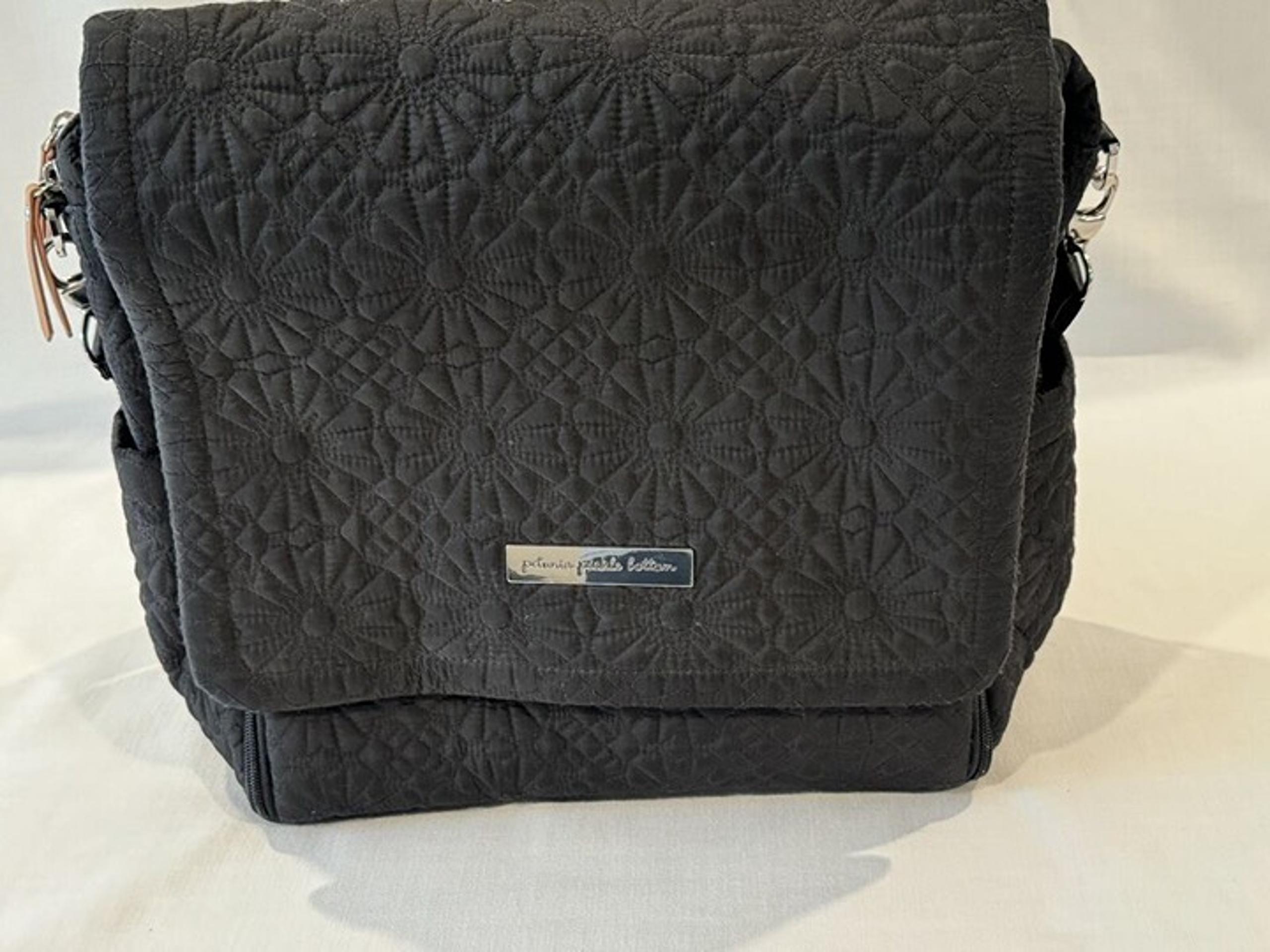 Petunia Pickle Boxy Backpack - Bedford Avenue Stop Black Flower Quilt Diaper Bag