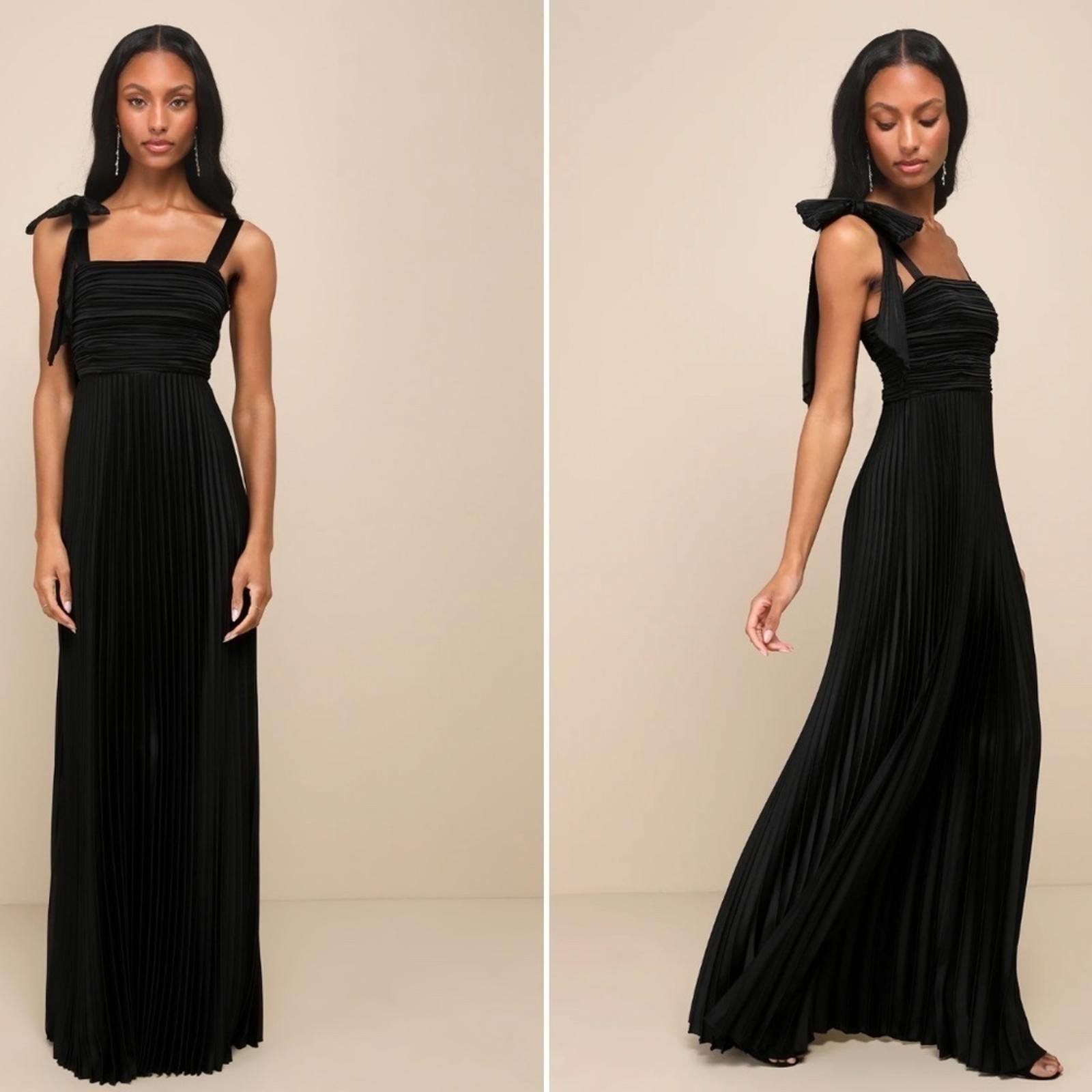 LULU's Prom Wedding Bridesmaid Pleated Satin Sexy Elegant Sophisticated Maxi