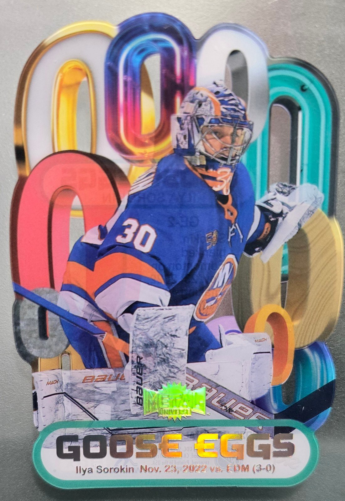 Ilya Sorokin RARE '23-24 SKYBOX METAL UNIVERSE ⭐GOOSE EGGS⭐ 1:400 ~NY Islanders