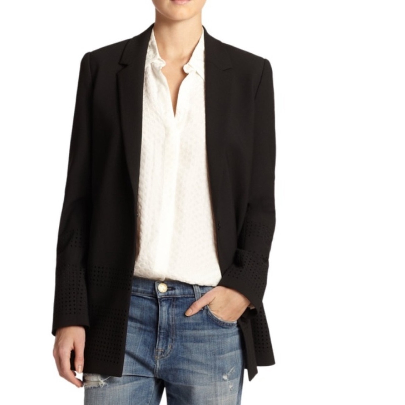 Elizabeth And James Black Franco Perforated Blazer
