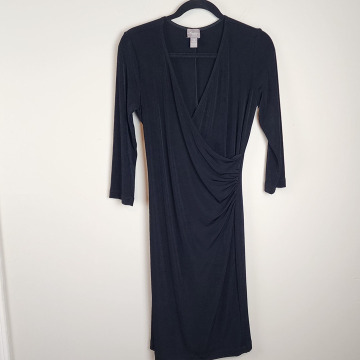 Travellers by Chico's slinky black faux wrap dress size 0 / XS