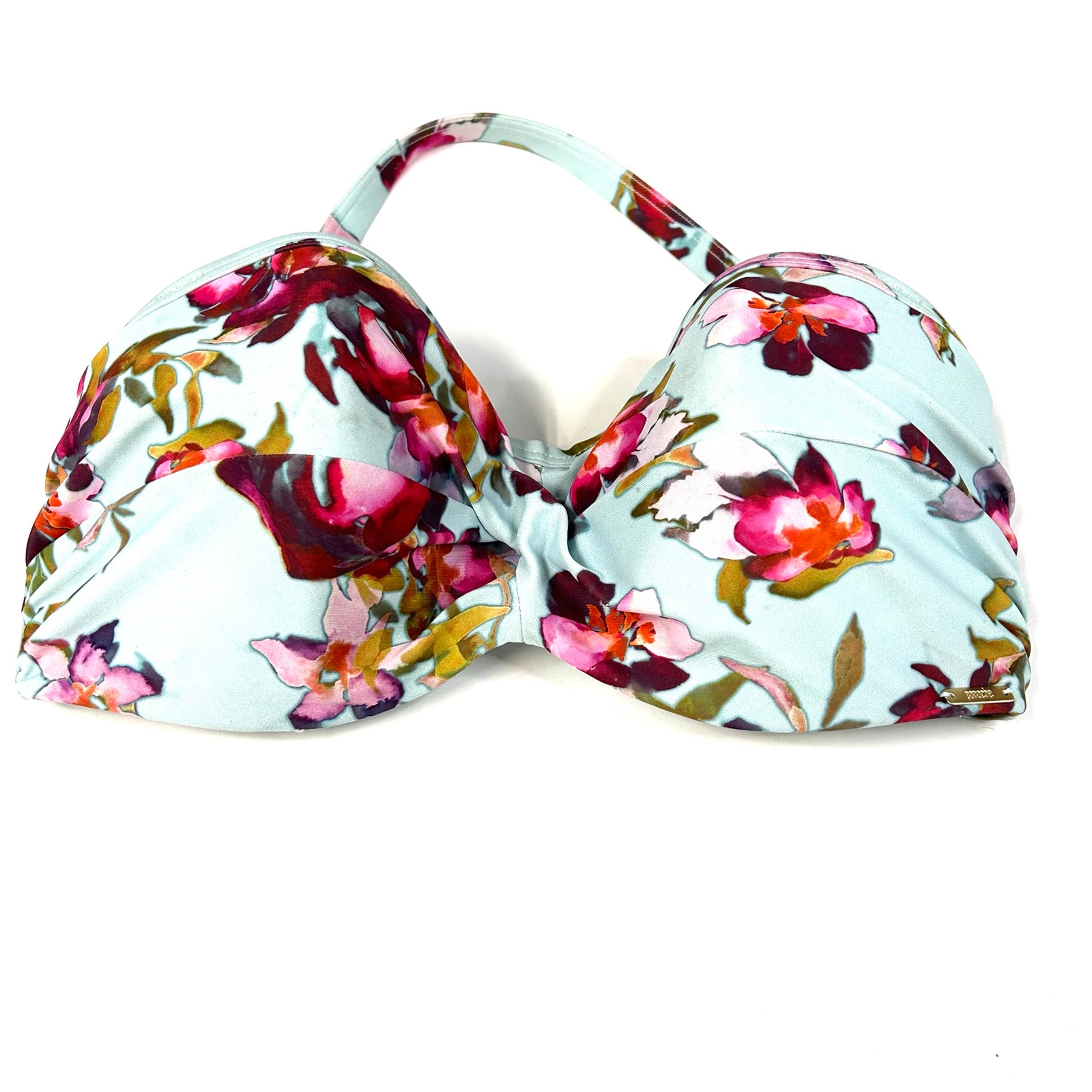 Panache Swim 30E 30DD Bandeau Bikini Top Floral Blue Pink Amelia SW0983 #0982