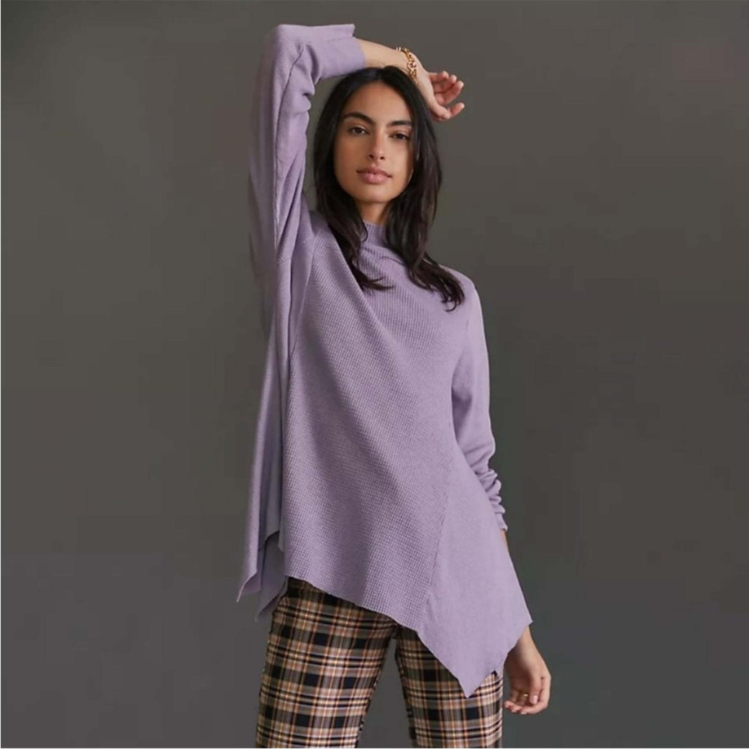 T.la | Anthropologie Sloane purple lavender mock neckline thermal tunic shirt S