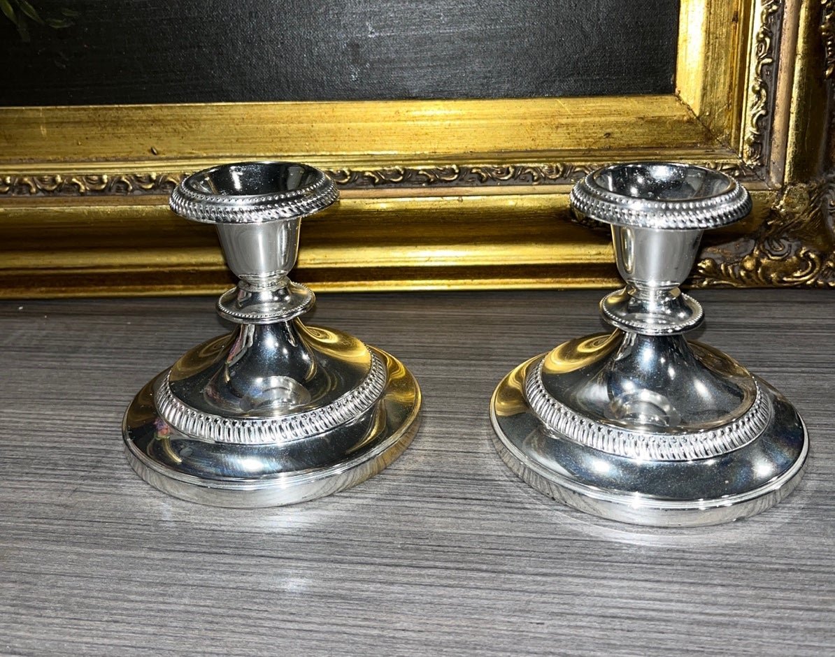 Vintage Pair of Majestic Giftware Silver Plated Candlesticks for Taper Candles