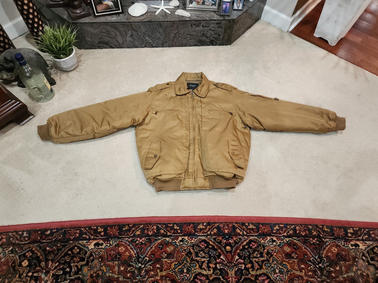 Sean John Tan Heavy Nylon Puffer Coat Men's Medium