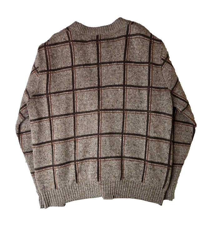 Jantzen Vintage 1960s Brown Red Black Plaid Check Cardigan