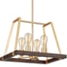 Rustic farmhouse brown and gold 4-Light pendant light lighting