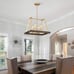 Rustic farmhouse brown and gold 4-Light pendant light lighting