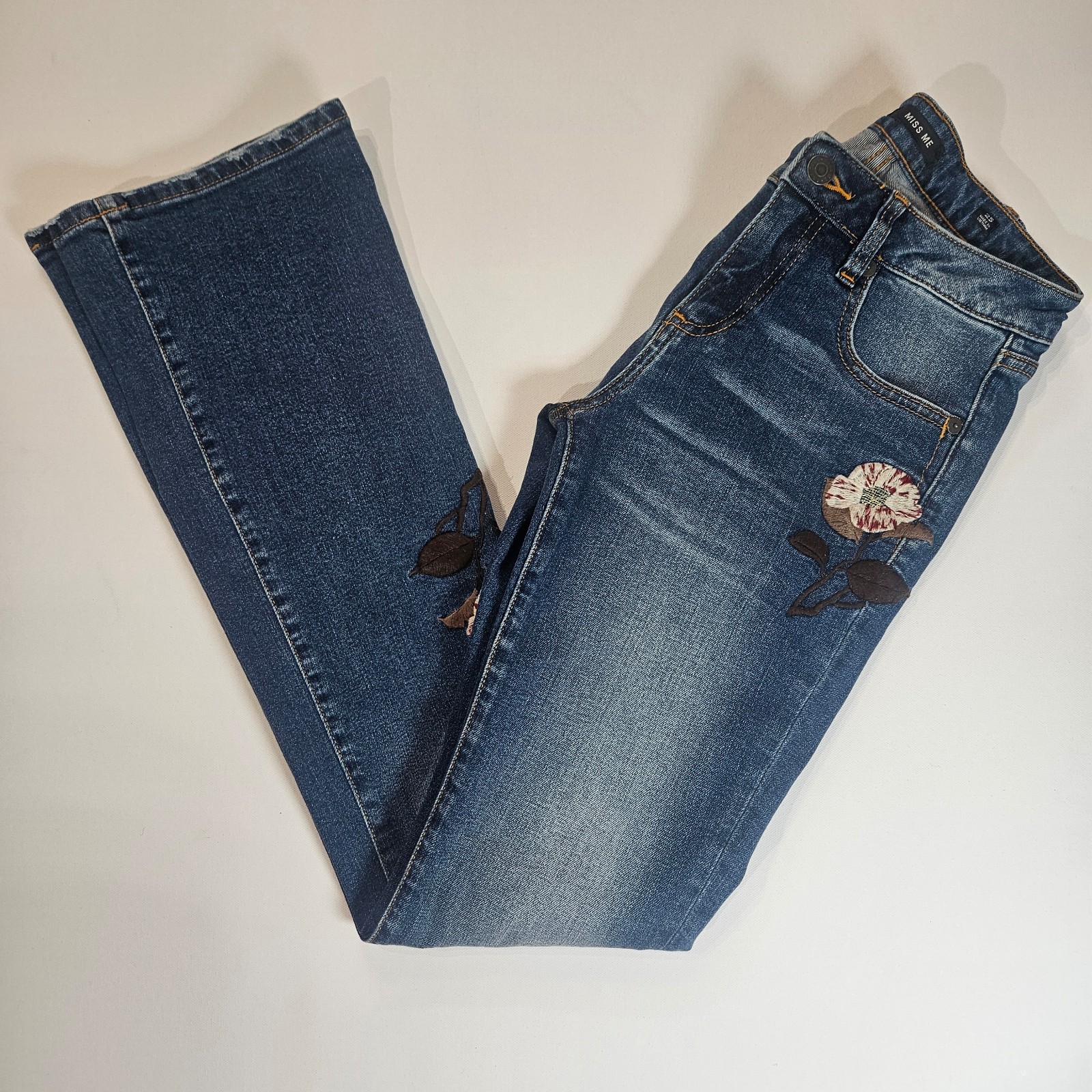 Miss Me Jeans Womens 25 Bird Flower Embroidered Bootcut Low Rise Y2K Inspired