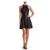 Dress The Population Annie Black Sequined Halter A-Line Mini Dress Size Small