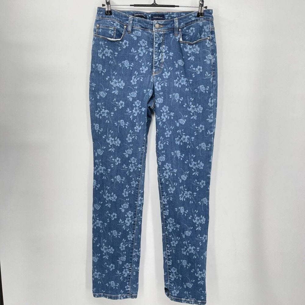 Charter Club Printed Lexington Straight Leg Jeans Size 8