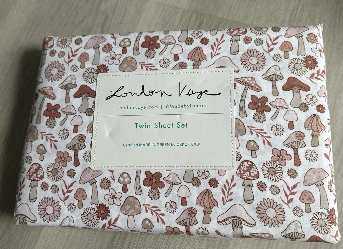 London Kaye mushroom twin size bed sheets