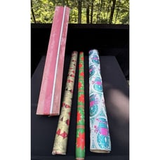 Vintage MCM 1950-60’s Christmas Gift Wrap Foil Wrapping Paper In Storage Case