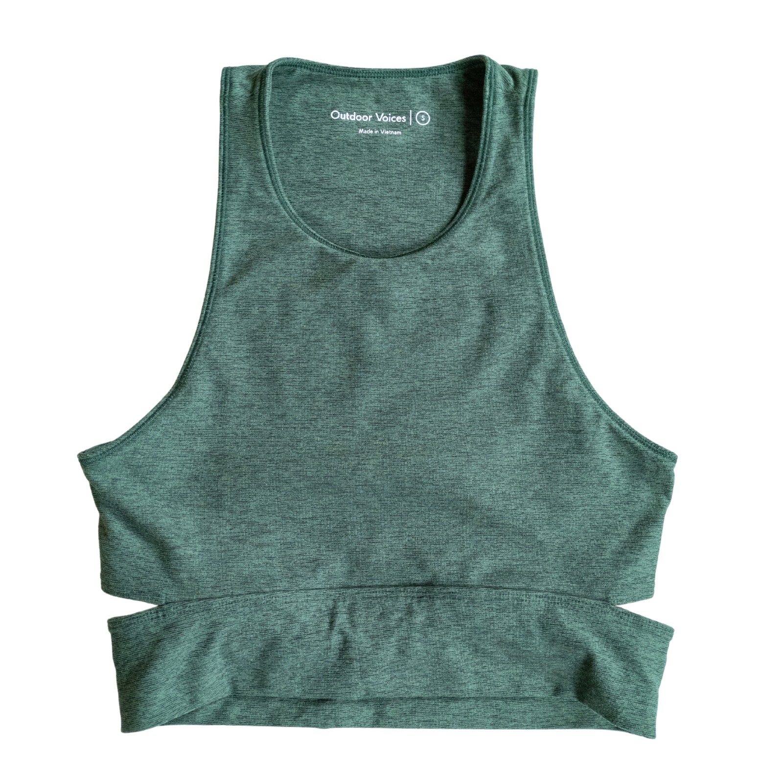 OUTDOOR VOICES Heather Green Slashback Crop Top High Neck Women's Small