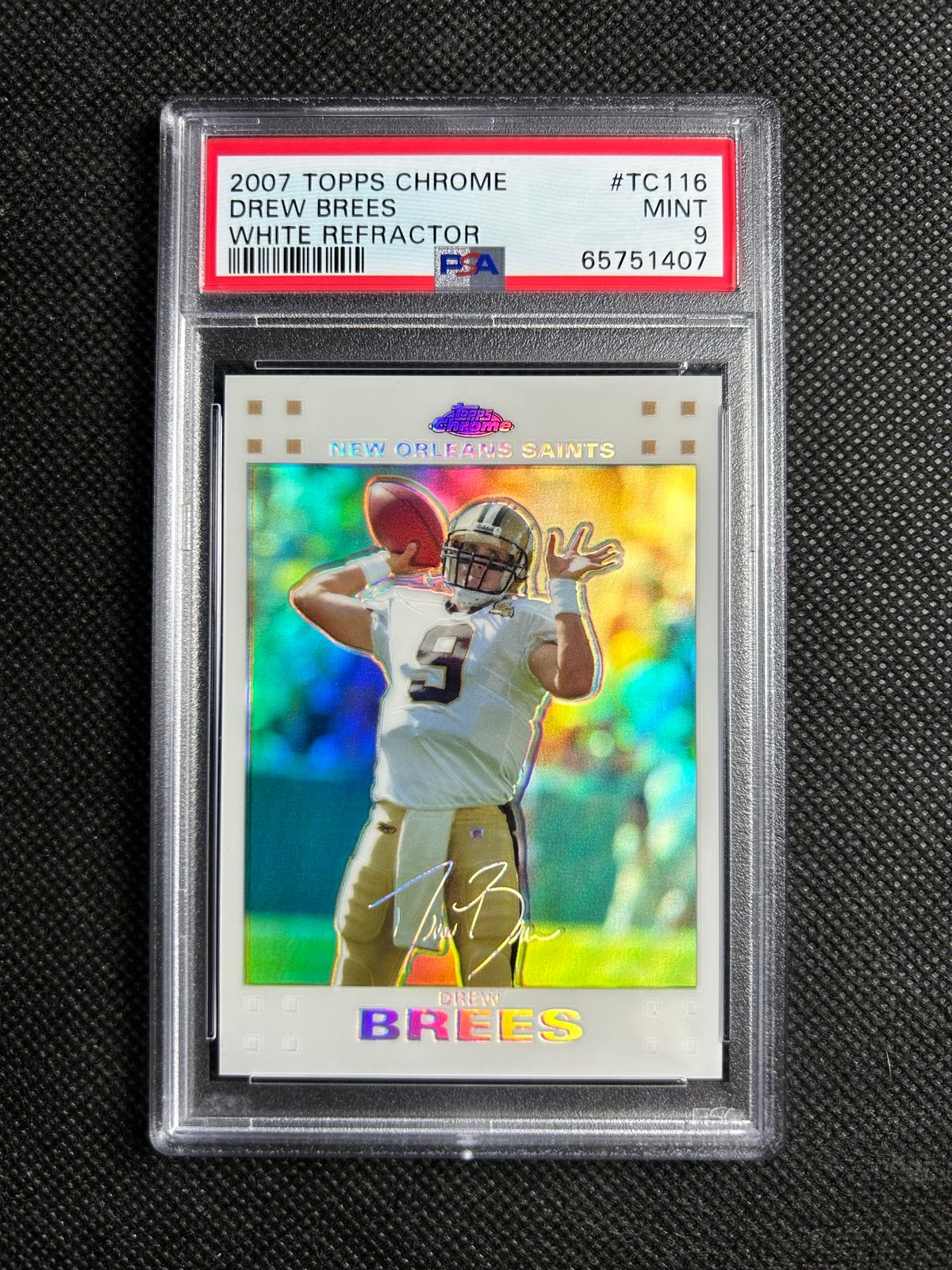 2007 Topps Chrome White Refractor /869 #TC116 Drew Brees PSA 9 MINT Saints SP
