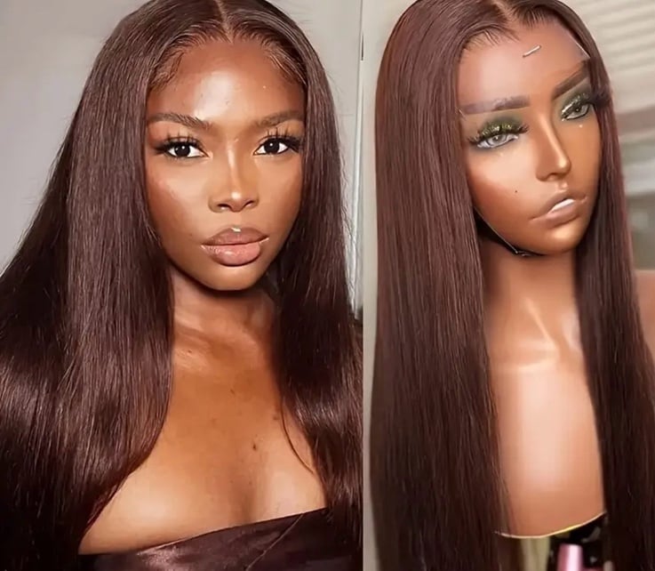 28 Inch brown lace front human hair wig
