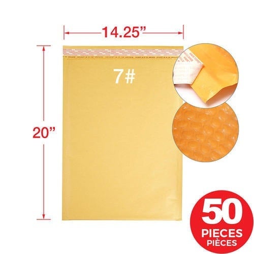 Pack of 50 (14.25 x20 ) #7 Kraft Bubble Mailers Padded Shipping Envelopes
