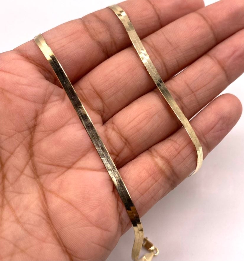 10K Gold Solid Herringbone Necklace