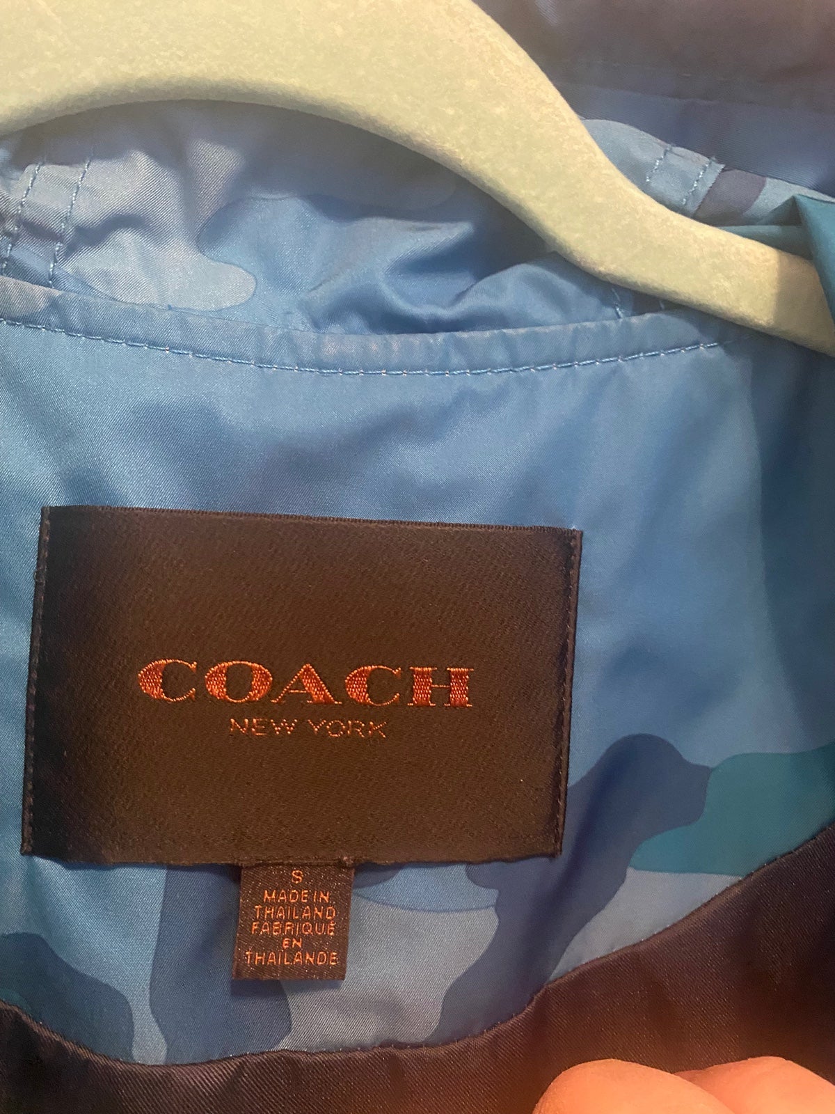 Authentic Coach blue camouflage rain jacket