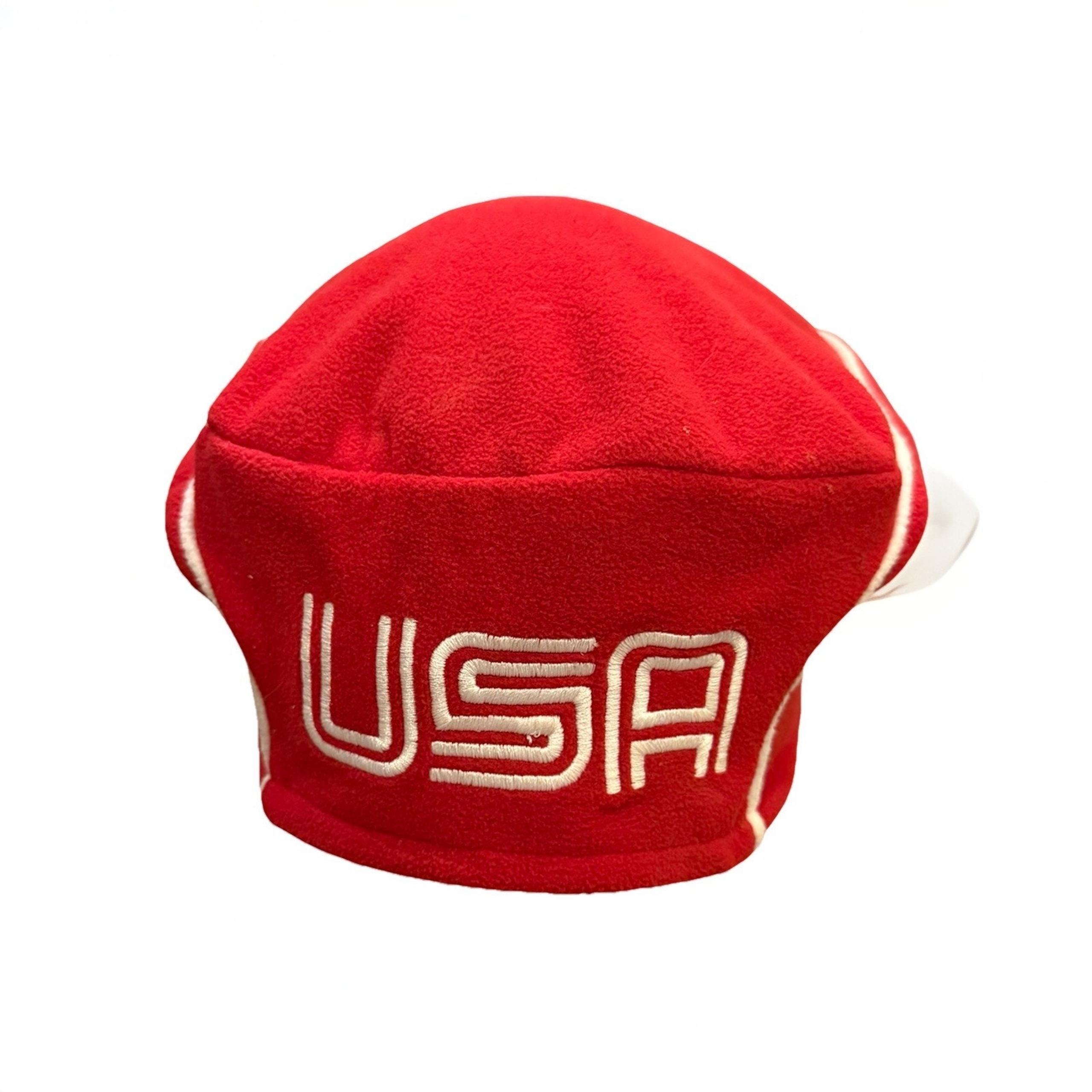Roots 2006 USA Winter Olympics Red Fleece Hat Cap Beret Beanie Torino Size S/M