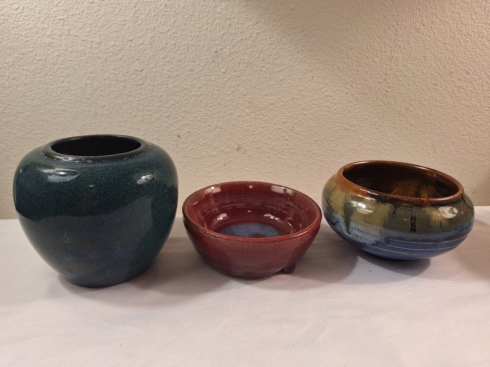 A Collection of Three Beautiful Ceramic Pottery Kiln Change Ceramic