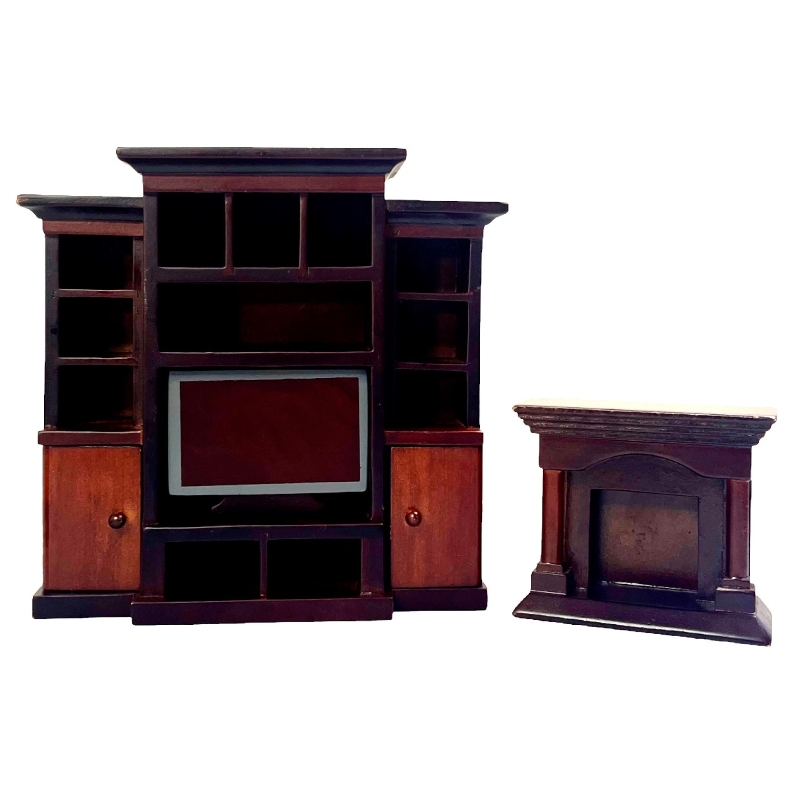 Pottery Barn Kids Dollhouse Furniture Living Room Set TV Fireplace Media Cabinet