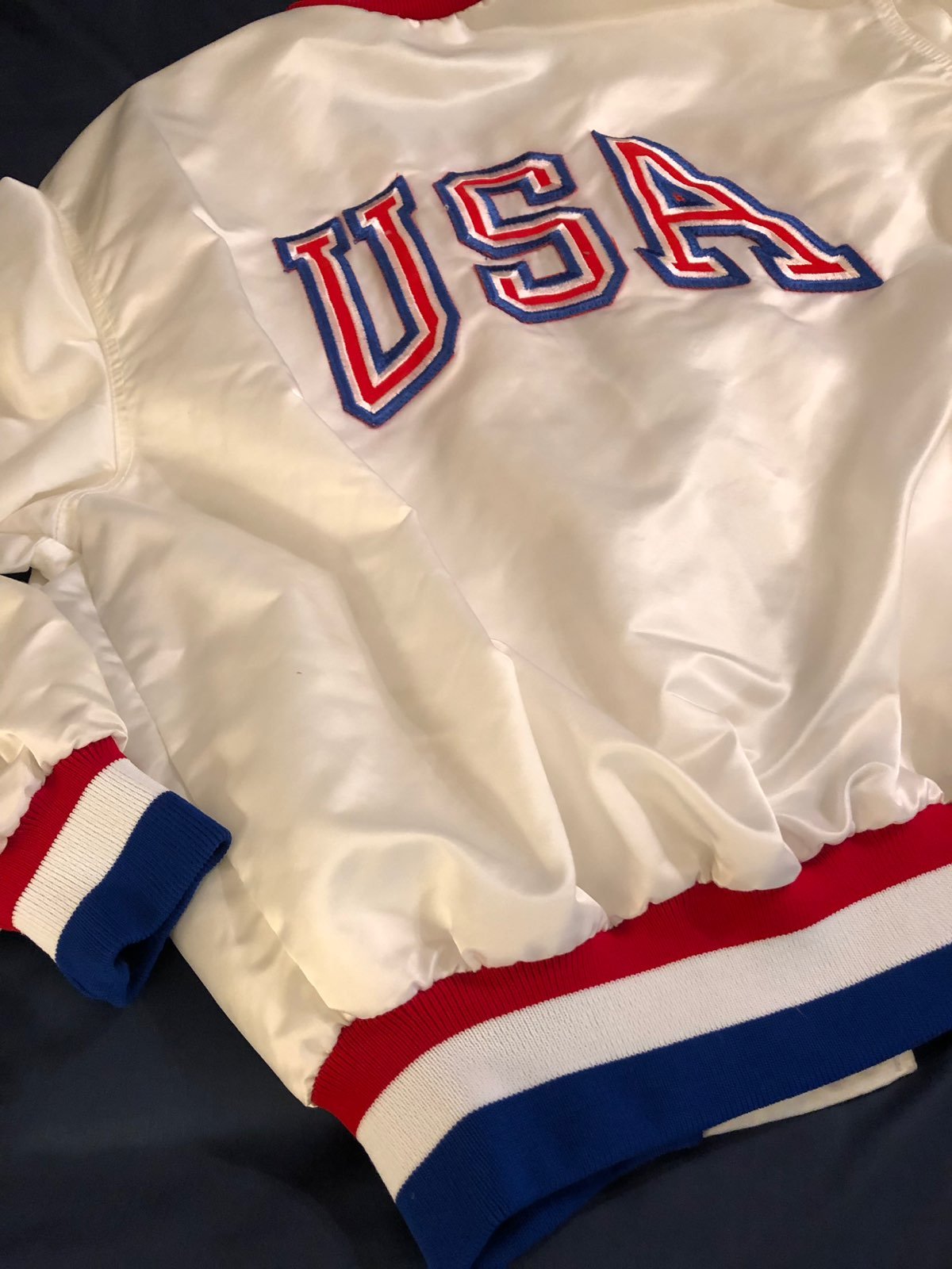 Amateur Baseball Patriotic Satin Jacket
