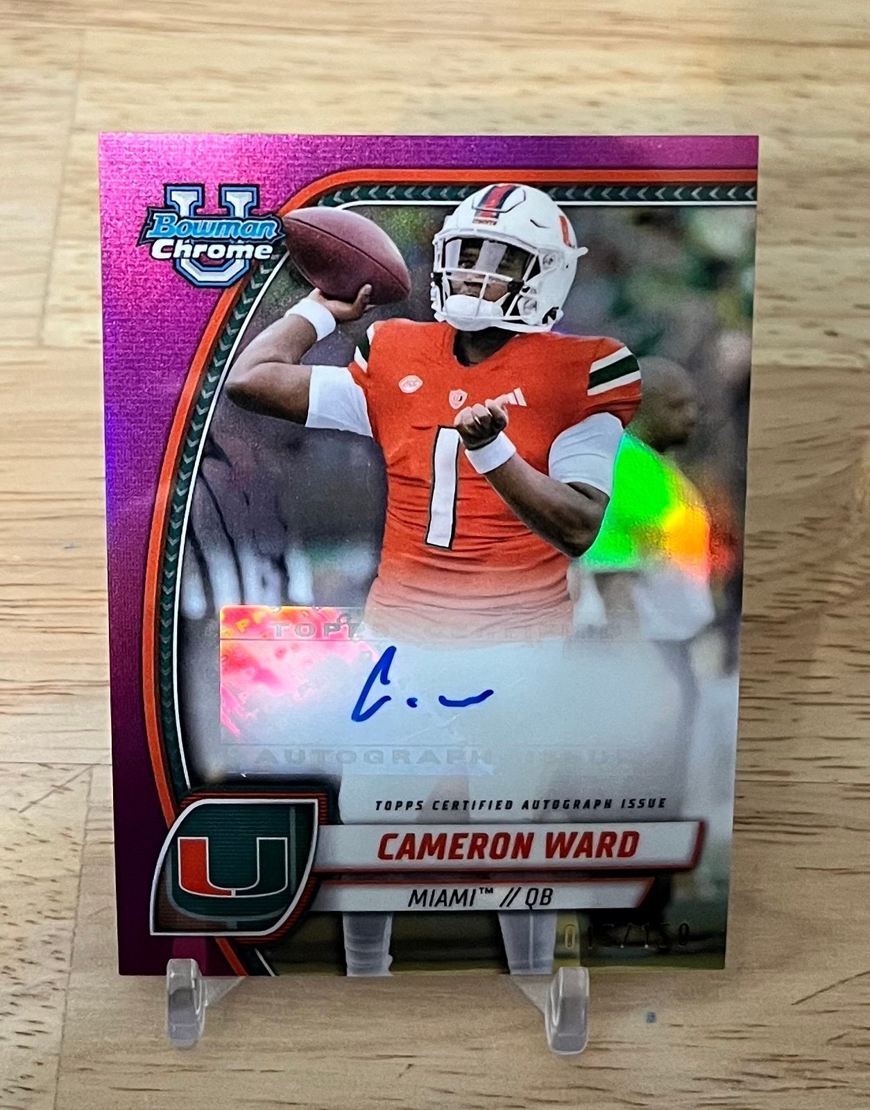 2024 Bowman University Chrome Cameron Ward Fuchsia Refractor Auto 015/150 #PA-CW