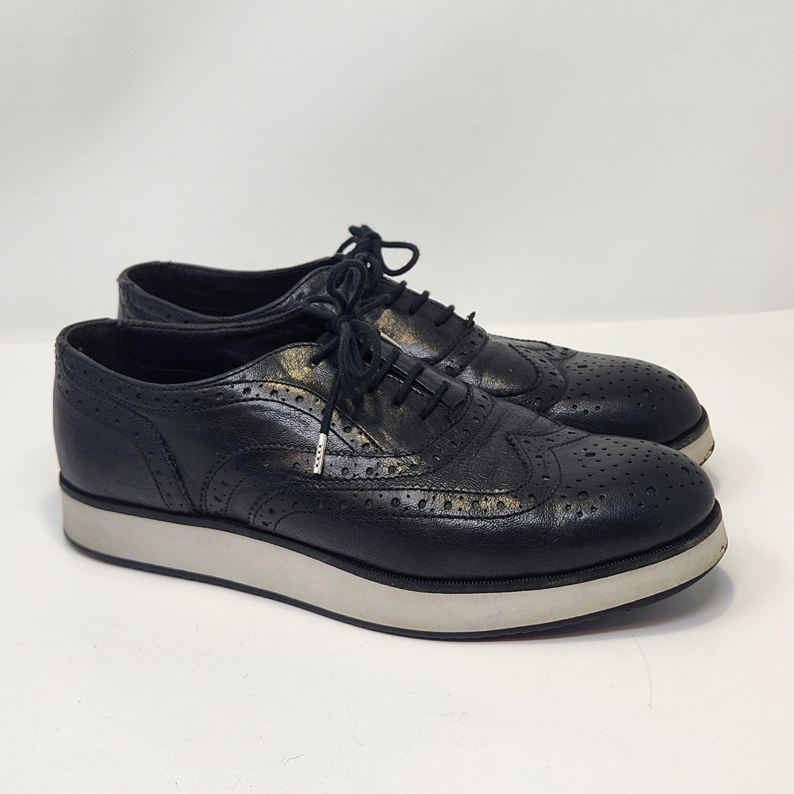 Rag and Bone Women Meli Brogue Wingtip Oxford Shoes Size 39 US 9 Black Leather