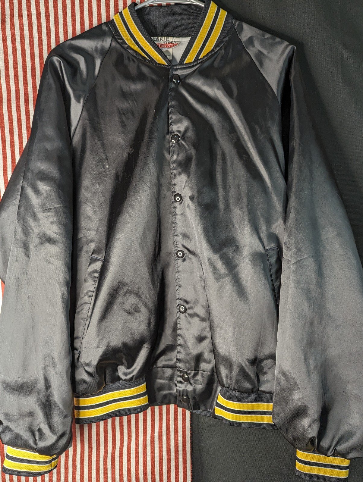 Vintage Hartwell Nylon Button Up Bomber Jacket WWII 50s 60s 90s Retro Size XL 46
