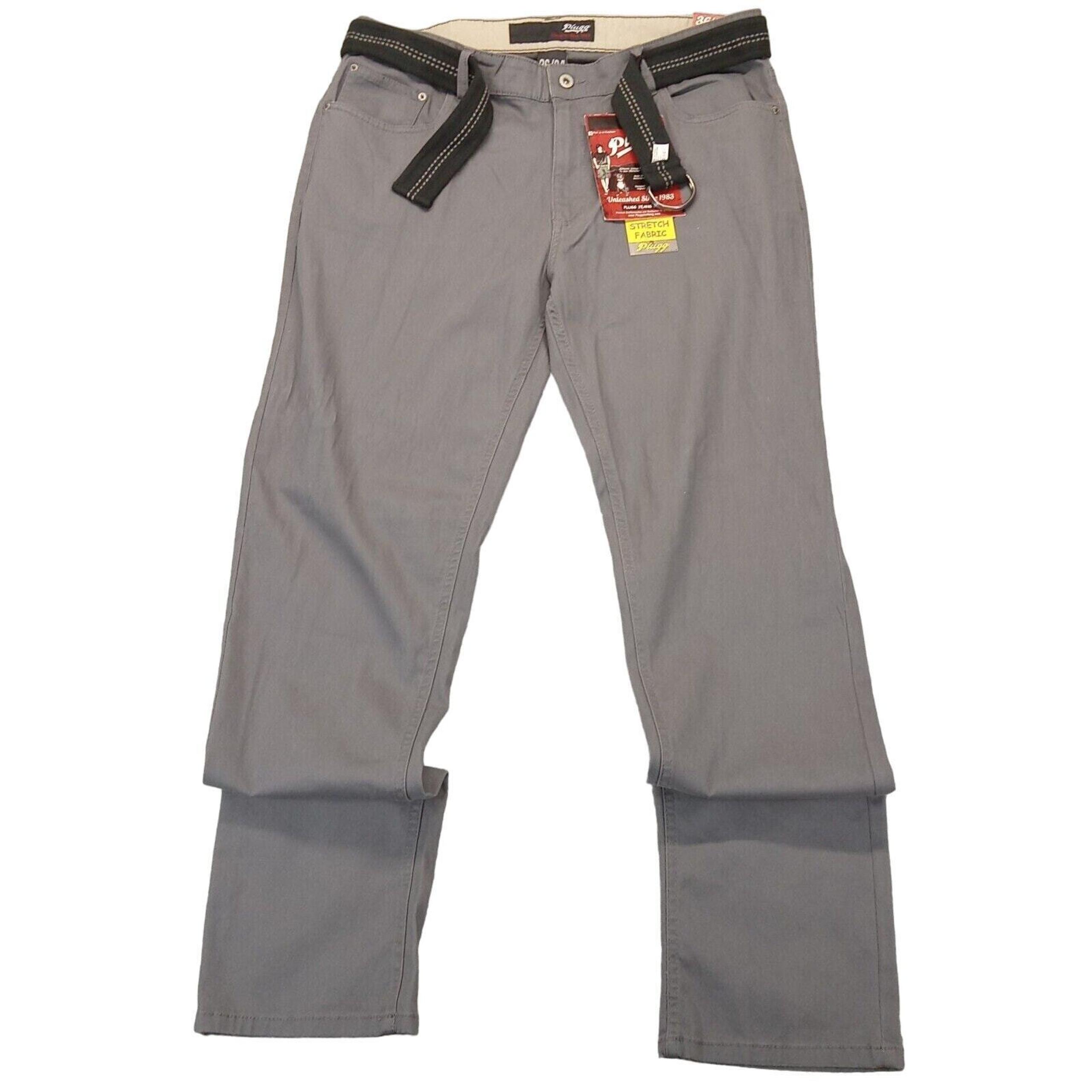 New Plugg Pants 36 X 34 Men Modern Fit Stretch Fabric Gray Denim Cotton Spandex