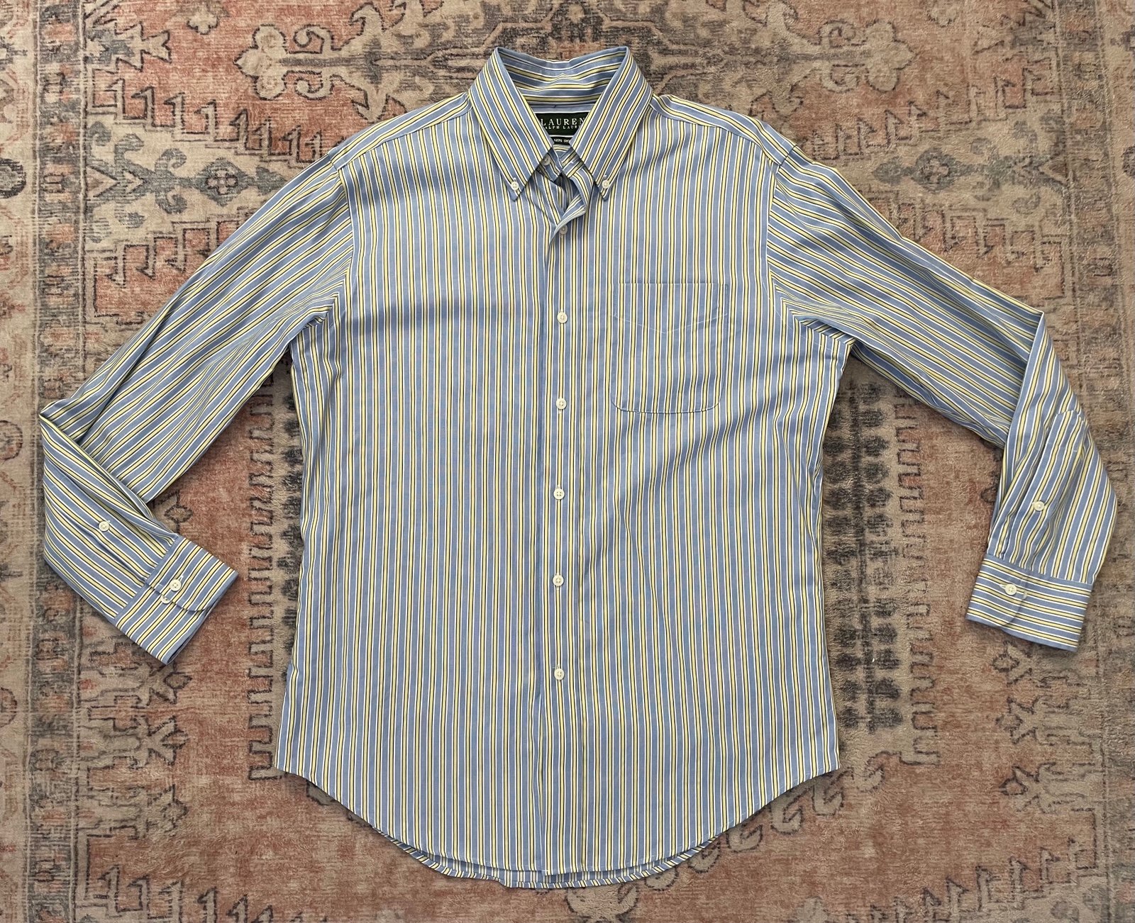 Lauren Ralph Lauren Blue Striped Preppy Coastal Grandma Womens Button Down Shirt