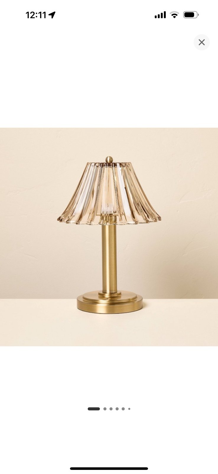 Hearth & Hand with Magnolia Tan Glass Shade on Brass Lamp