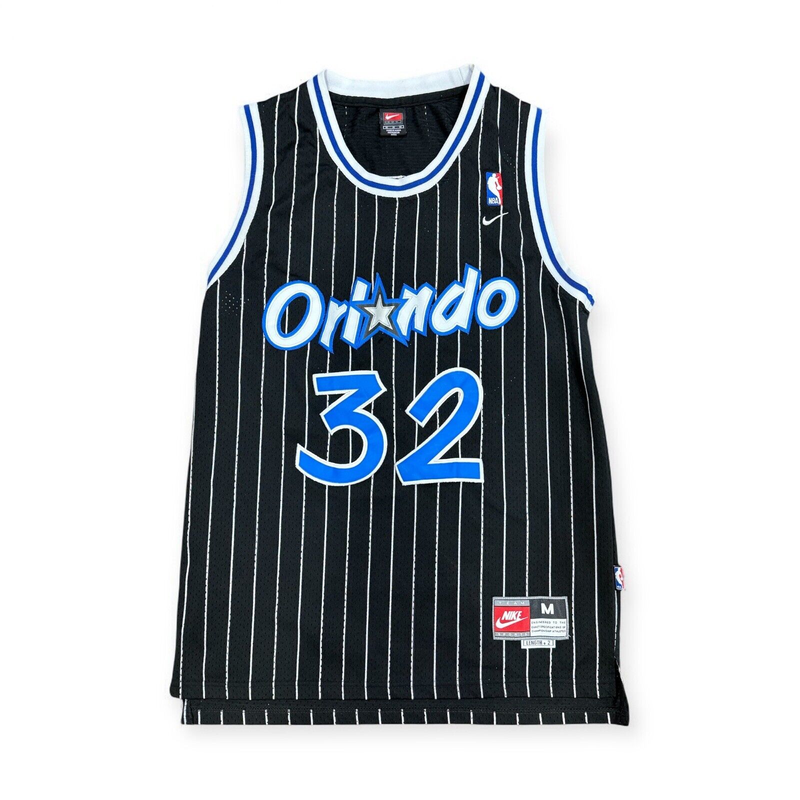 Vintage Nike Orlando Magic Jersey NBA Shaquille O’Neal Pinstripe Mens Medium +