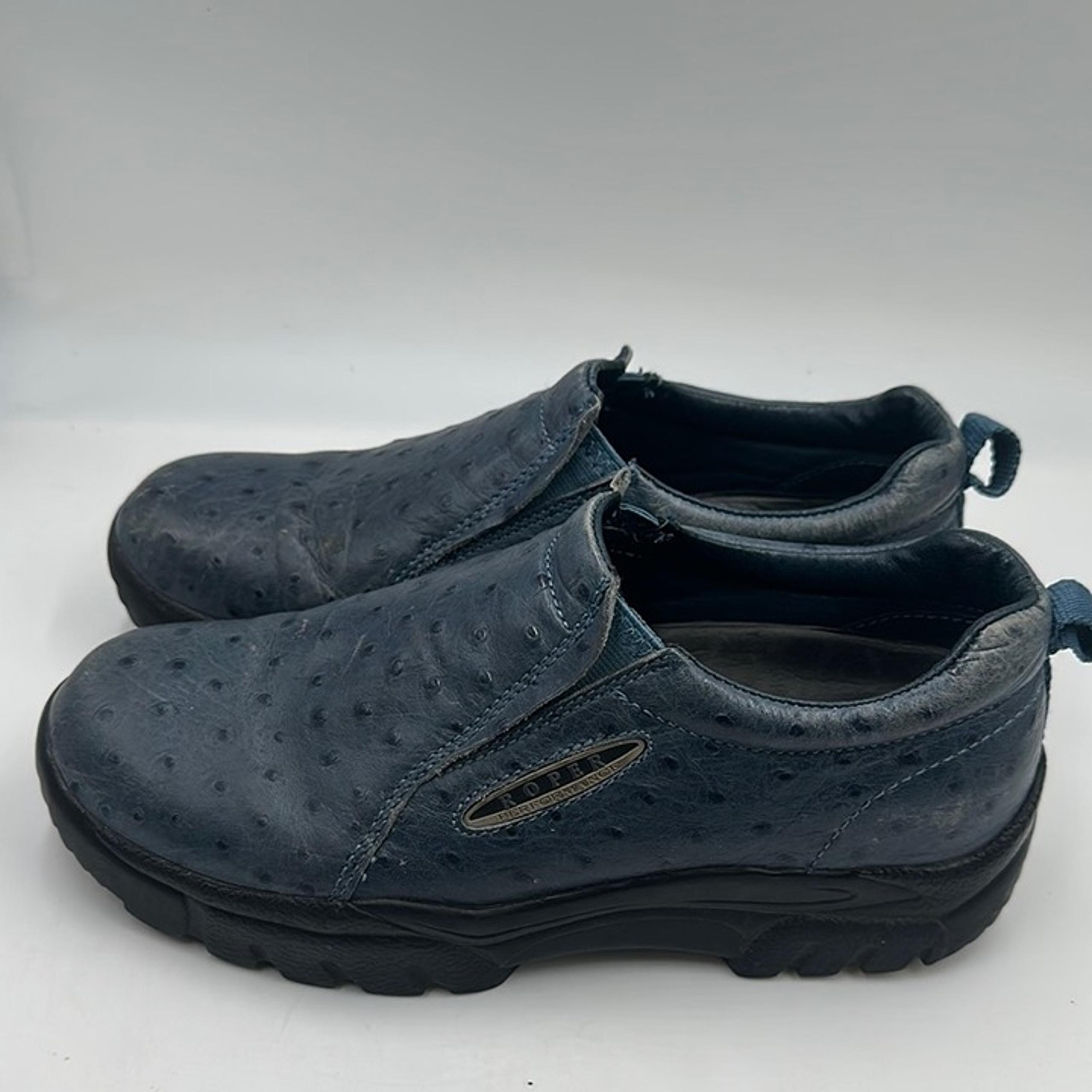 Roper Women's Size 10.5 Cotter Blue Leather Textured Hiking Shoes Loafers